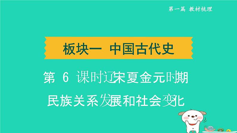 辽宁省2024中考历史第一篇教材梳理板块一中国古代史第6课时辽宋夏金元时期民族关系发展和社会变化课件第1页