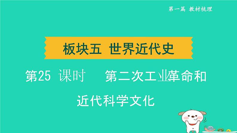 辽宁省2024中考历史第一篇教材梳理板块五世界近代史第25课时第二次工业革命和近代科学文化课件第1页