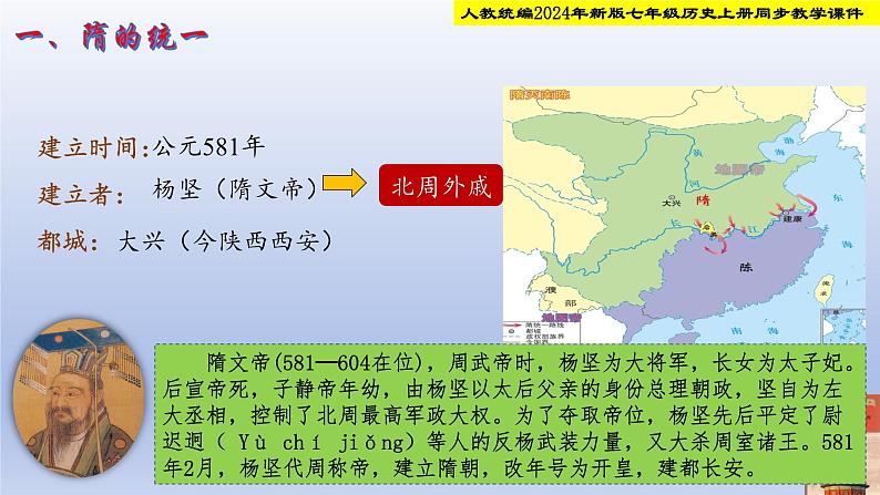 人教部编2024年版七年级历史下册第1课 隋朝统一与灭亡 课件第3页