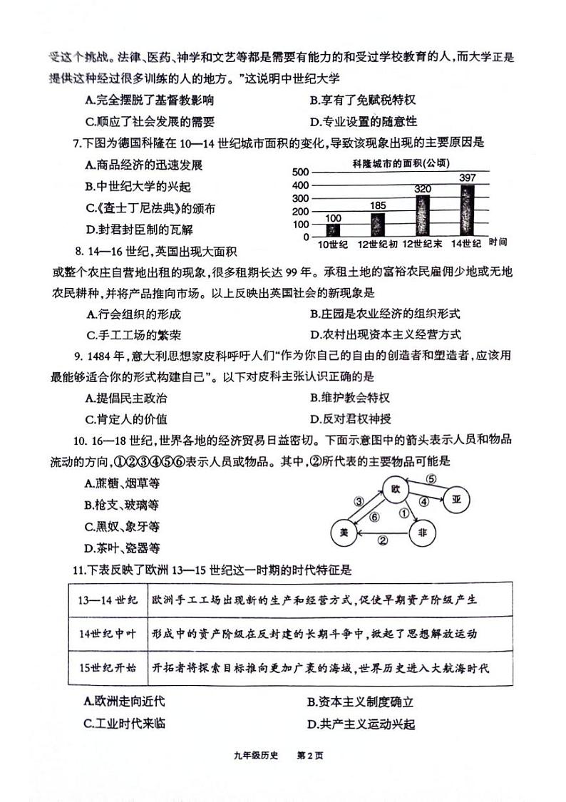 重庆市奉节县2024—2025学年九年级上学期期末历史试题第2页