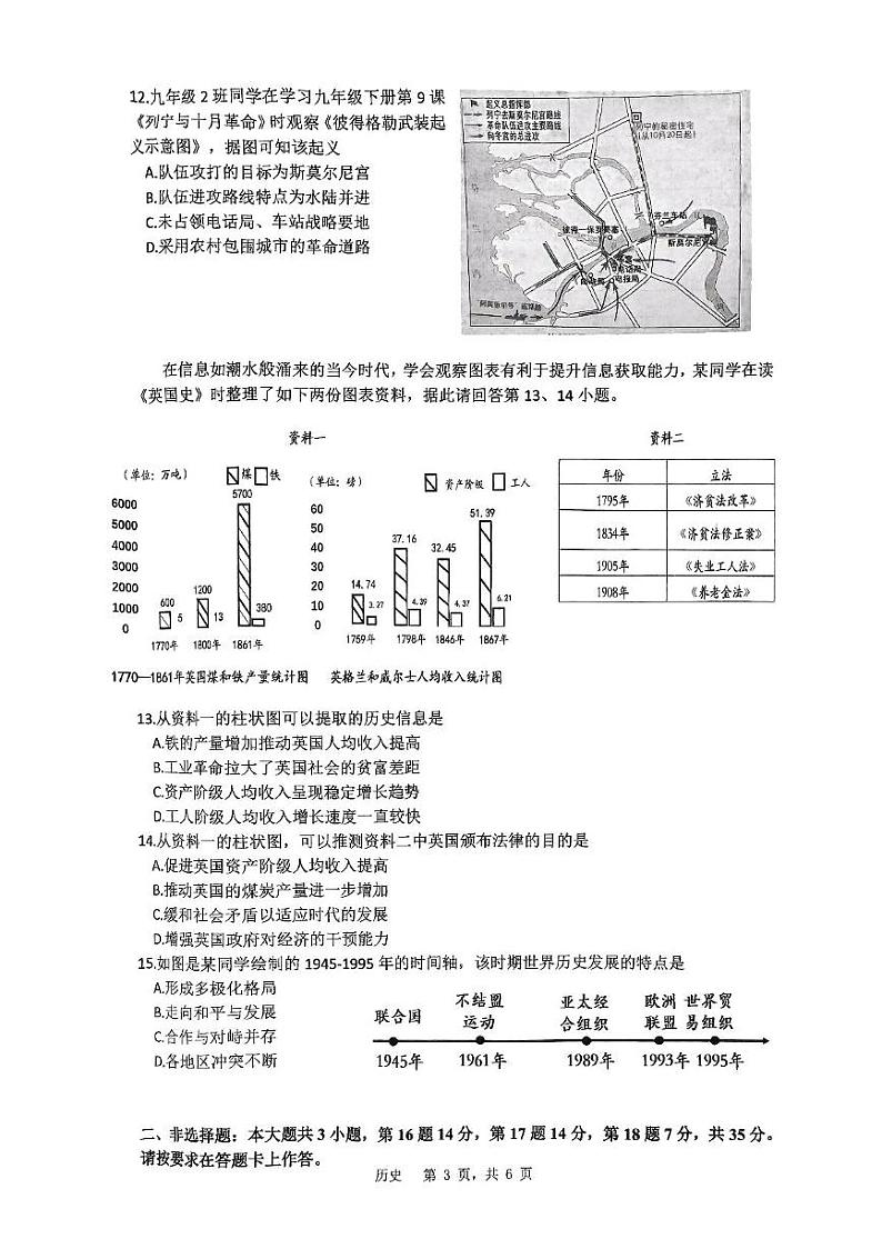 重庆市鲁能巴蜀中学2024-2025学年部编版九年级历史上学期期末测试题第3页