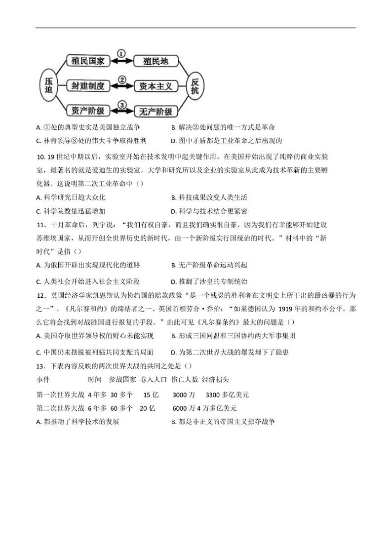 2024～2025学年山西省吕梁市孝义市九年级上期末历史试卷(含答案)第3页