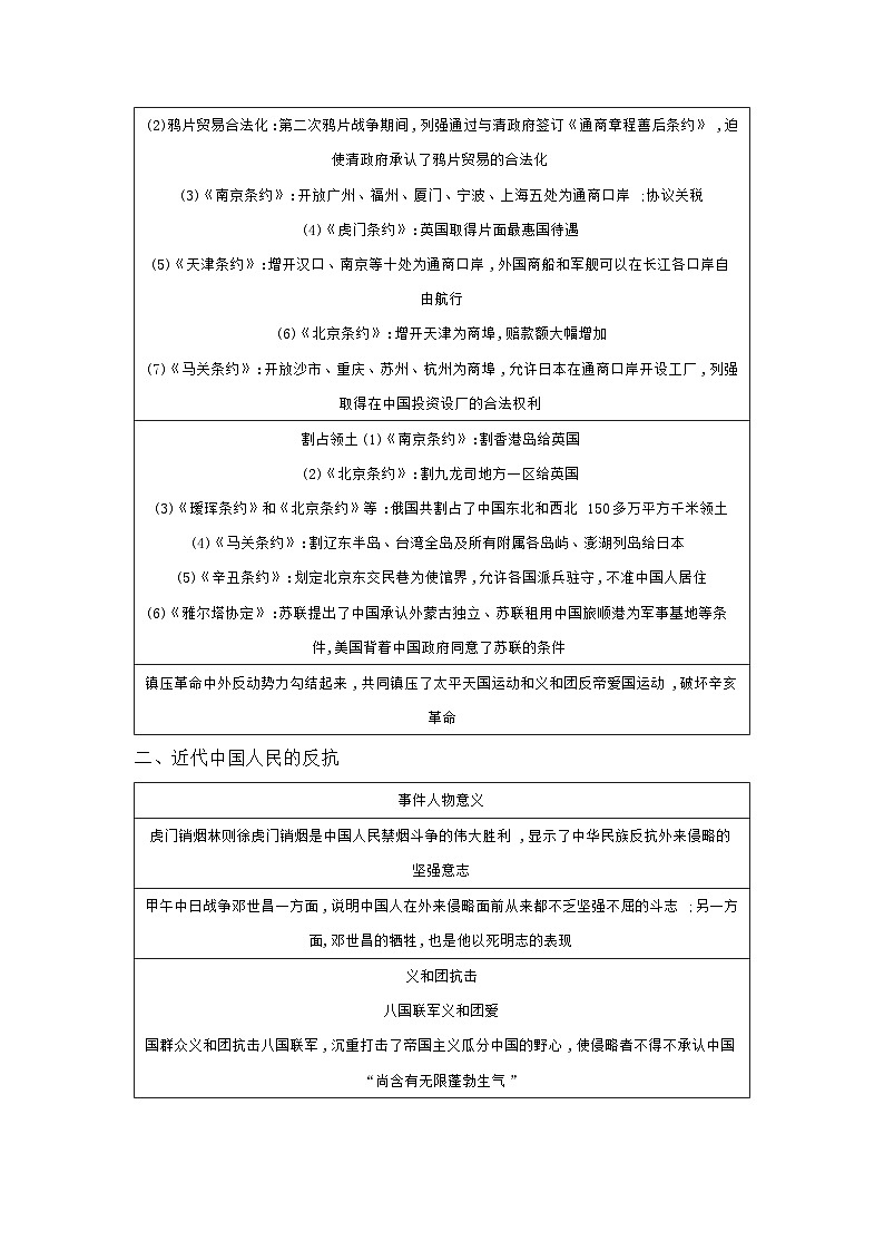 专题三 侵略与抗争  学案 2025年陕西省中考历史一轮复习第2页