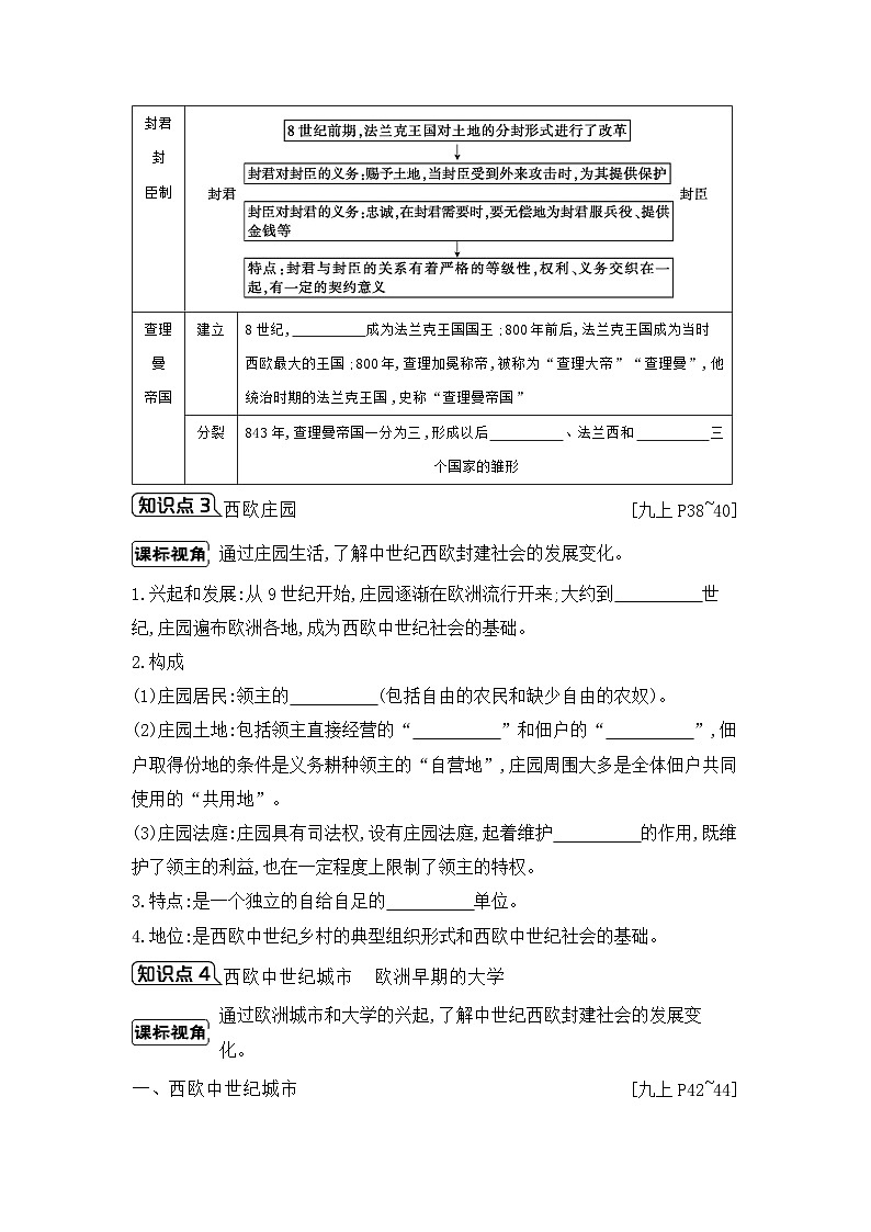 第三单元 封建时代的欧洲学案 （含答案）2025年陕西省中考历史一轮专题复习第3页