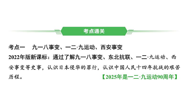 中国近代史 第六单元　中华民族的抗日战争 2025年中考历史一轮复习教材梳理 课件第7页