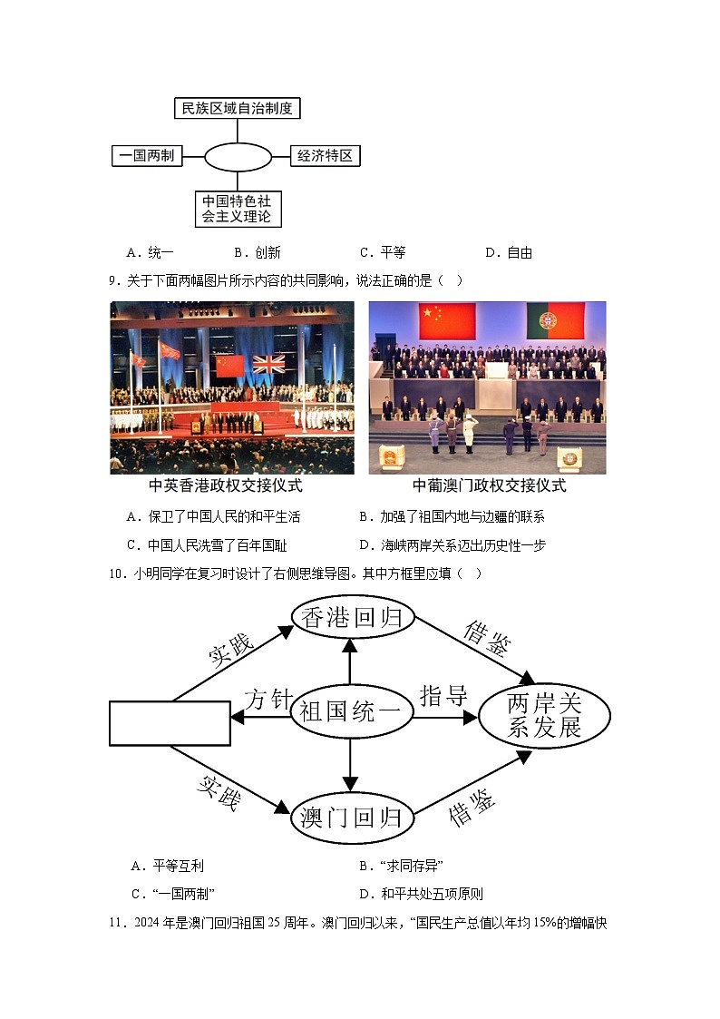 人教版初中历史 八年级下册第四单元测试卷（含答案）第3页