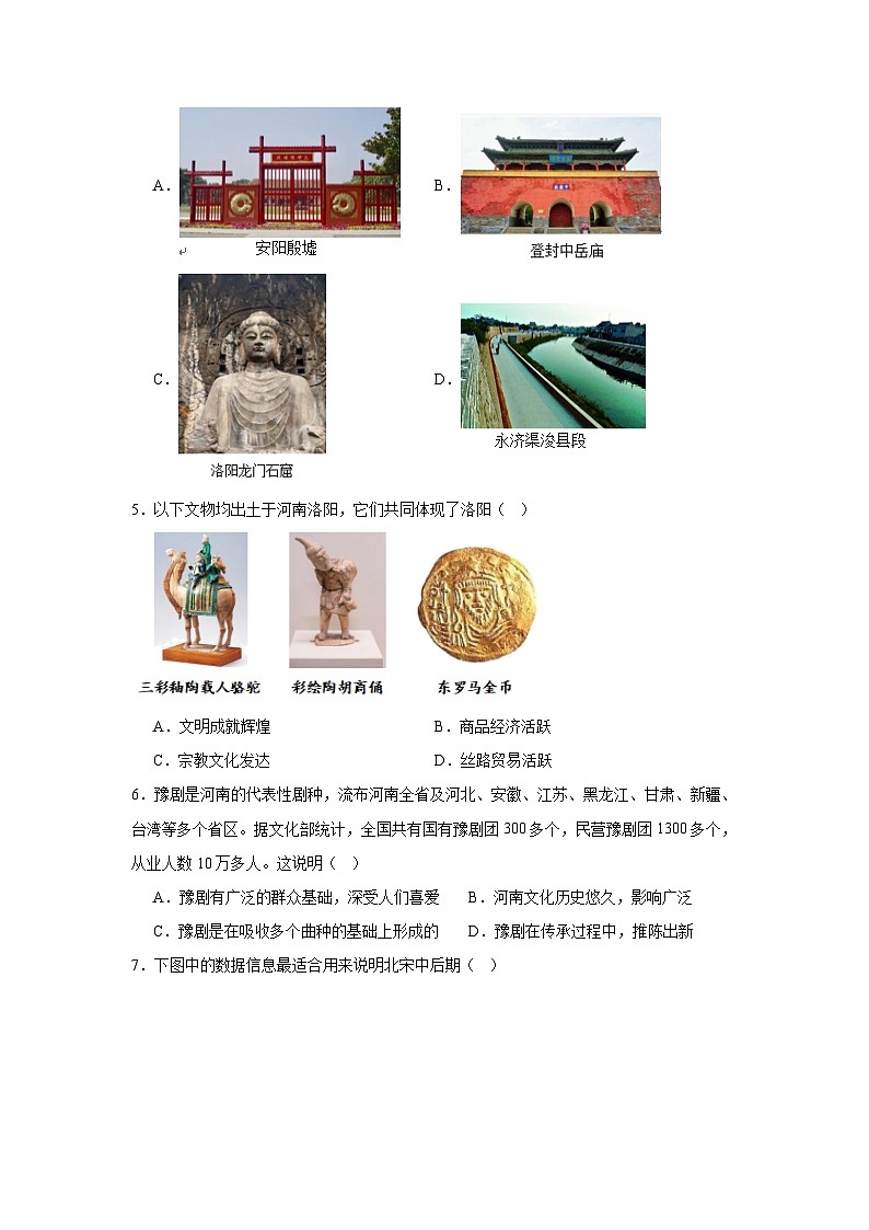 河南省初中历史中考模拟试卷（一）(含答案)第2页