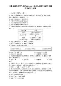 安徽省涡阳县石弓学区2024-2025学年七年级下学期开学摸底考试 历史试题（含解析）