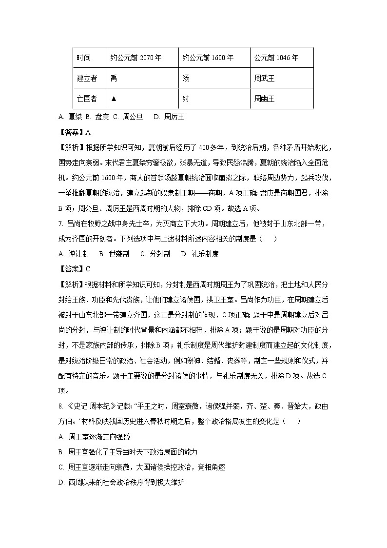 黑龙江省大庆市2024-2025学年七年级(上)期末历史试卷（解析版）第3页