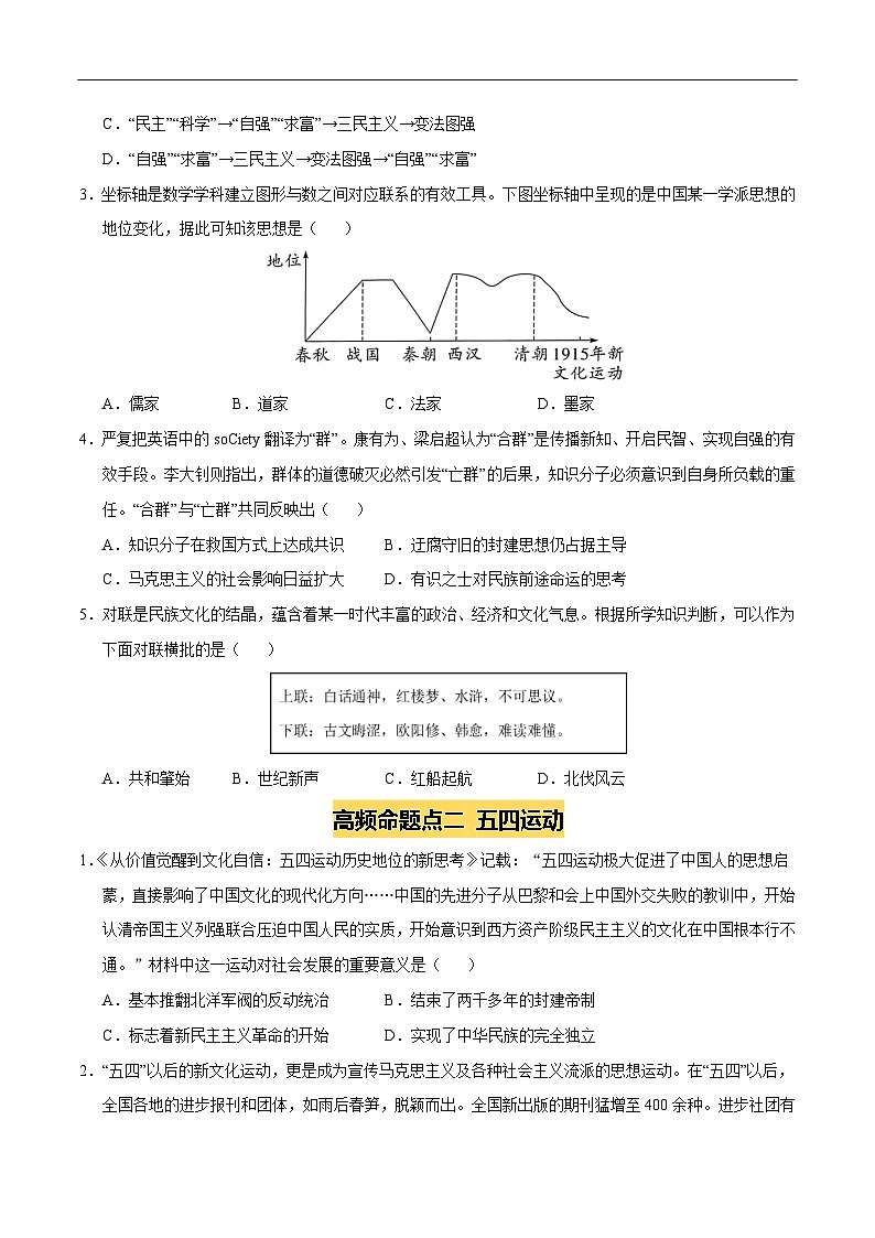 2025年中考历史一轮复习 专题11 新民主主义革命的开始（练习）（原卷版）第2页