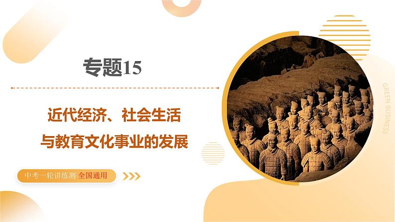 2025年中考历史一轮复习 专题15 近代经济、社会生活与教育文化事业的发展 课件第1页