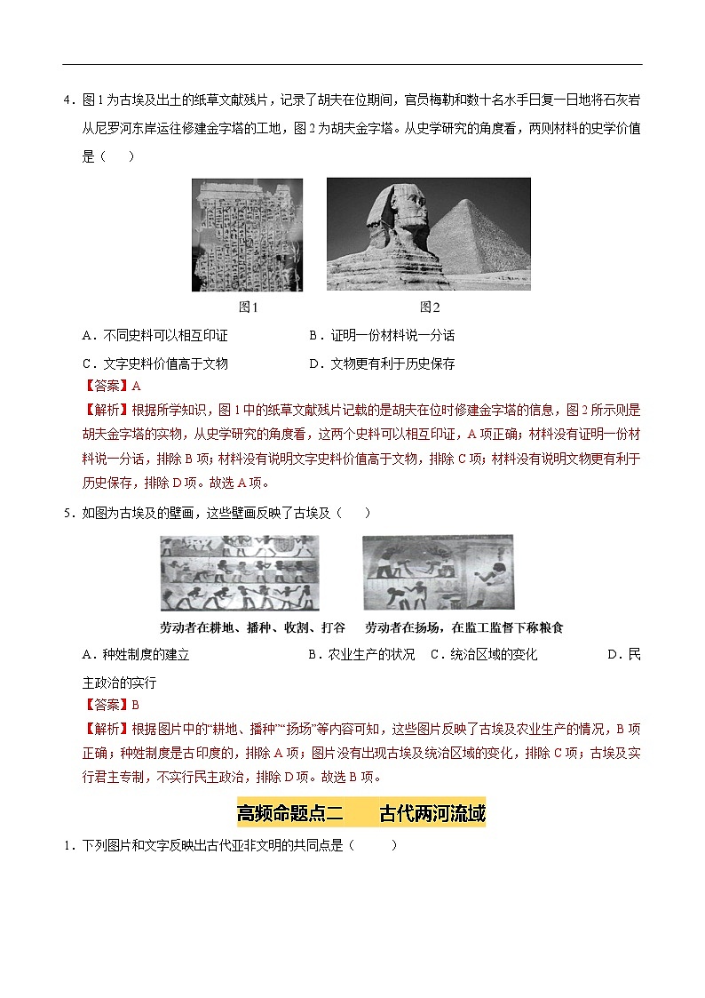 2025年中考历史一轮复习 专题22 古代亚非文明（练习）（解析版）第3页