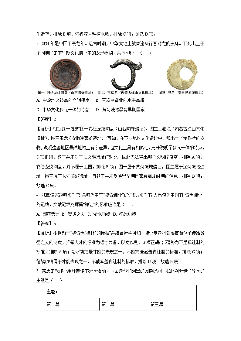 山东省日照市东港区2024-2025学年七年级(上)期末历史试卷（解析版）第2页