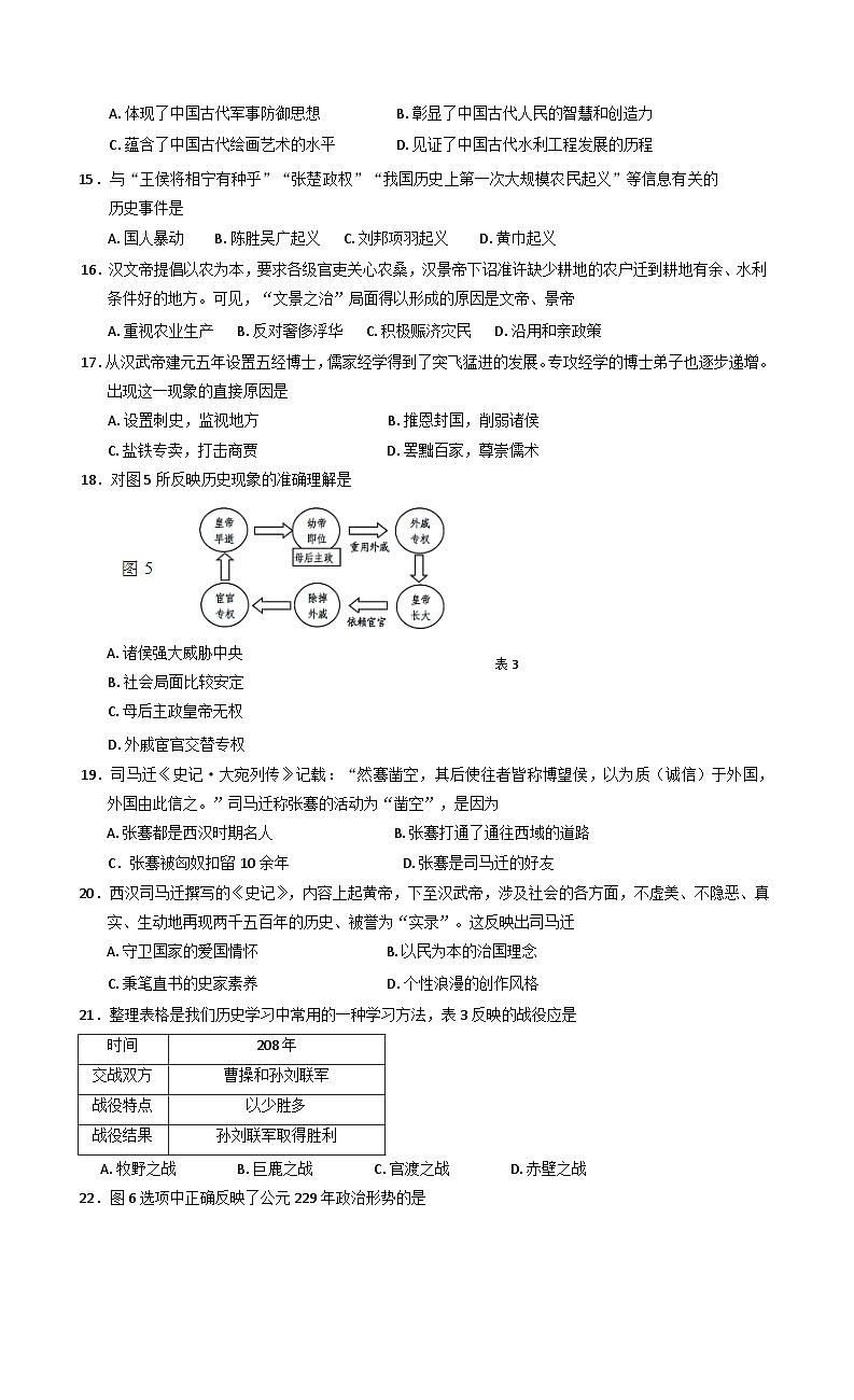福建省龙岩漳平市2024-2025学年七年级上学期期末考试历史试题第3页