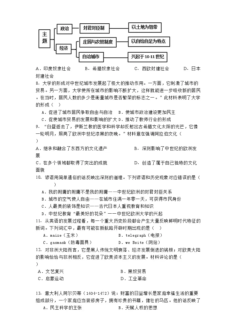 广东省茂名市第一中学2024-2025学年九年级下学期开学考试历史试题第2页