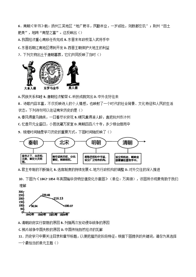 2025年广东省阳江市阳春市中考模拟历史试题第2页