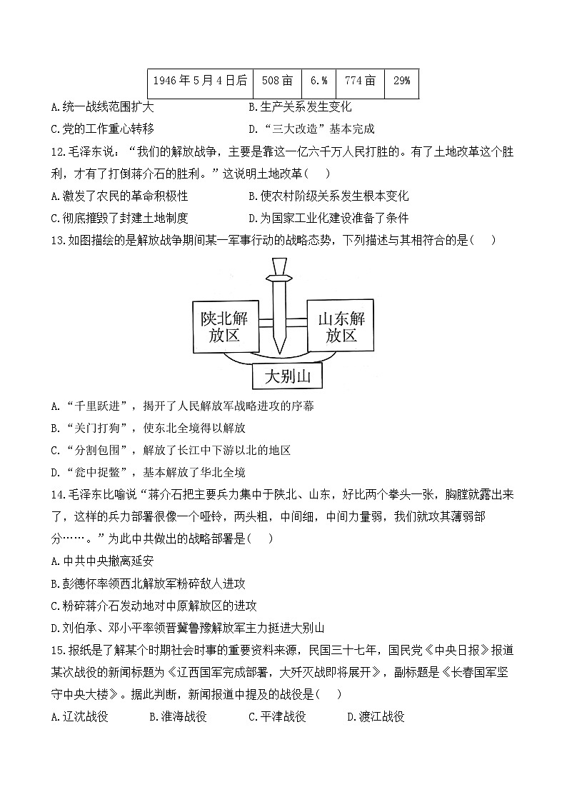 专题一0四 人民解放战争——2025年广东省中考历史专题达标训练（含答案解析）第3页