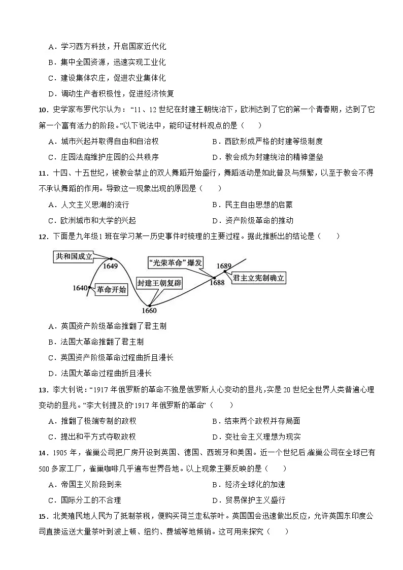 2025年江苏省苏州市九年级初中毕业暨升学模拟考试历史卷（二）第3页