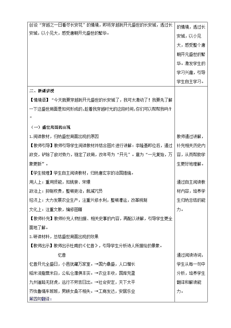 部编版2024七年级下册历史第3课 开元盛世 教学设计 (2)第2页