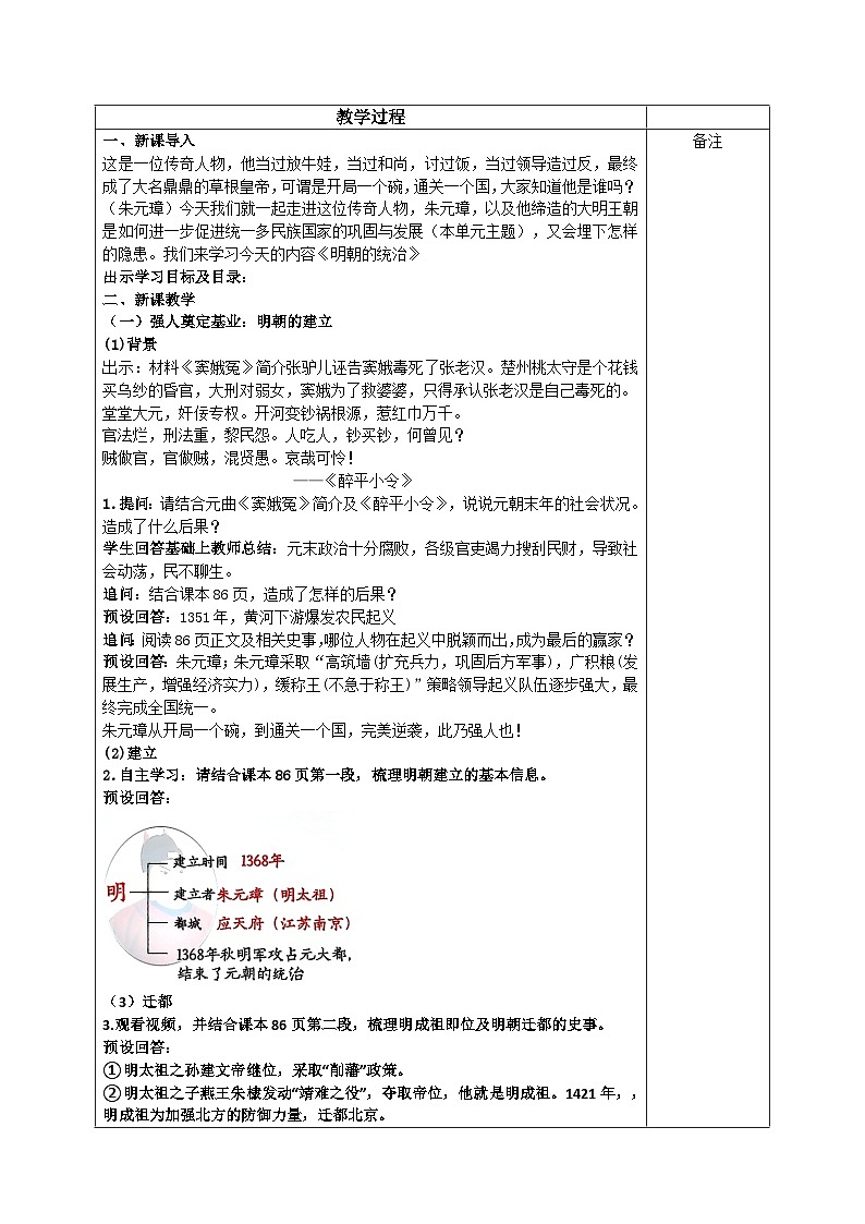 部编版2024七年级下册历史第15课 明朝的统治 教学设计第2页