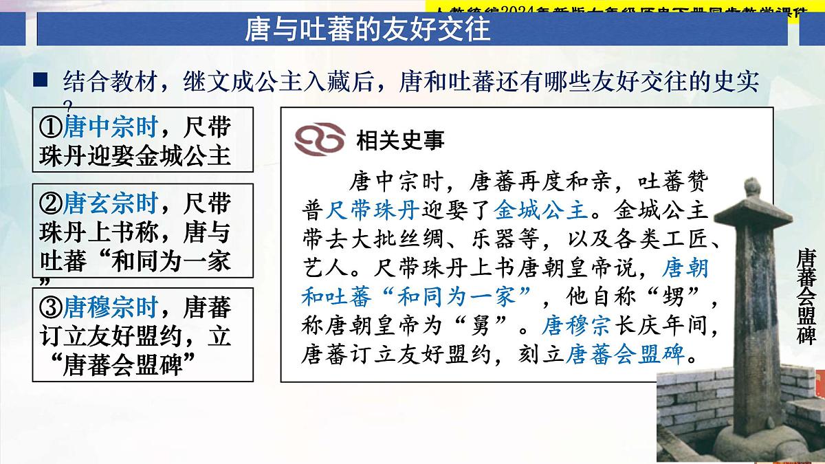 人教部编版七年级历史下册第5课 隋唐时期的民族交往与交融 课件第7页