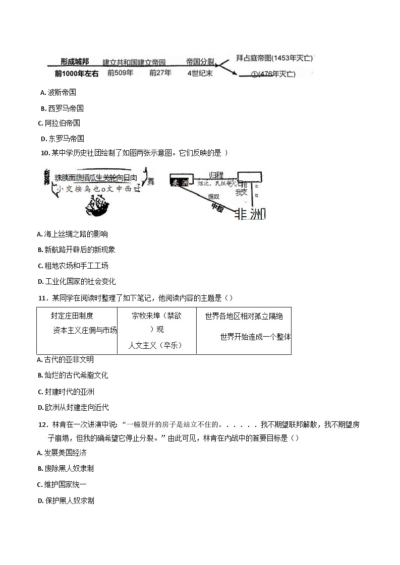 辽宁省鞍山市高新区2024~2025学年九年级下学期3月中考模拟历史试题第3页