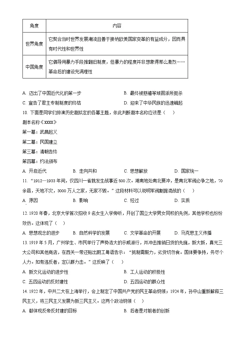 广东省广州市花都区2024--2025学年八年级上学期期末历史试题（原卷版+解析版）第3页