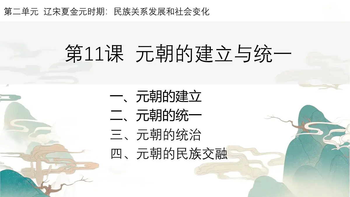 初中 历史 人教版（2024） 七年级下册（2024） 第二单元第11课 元朝的建立与统一 课件第2页
