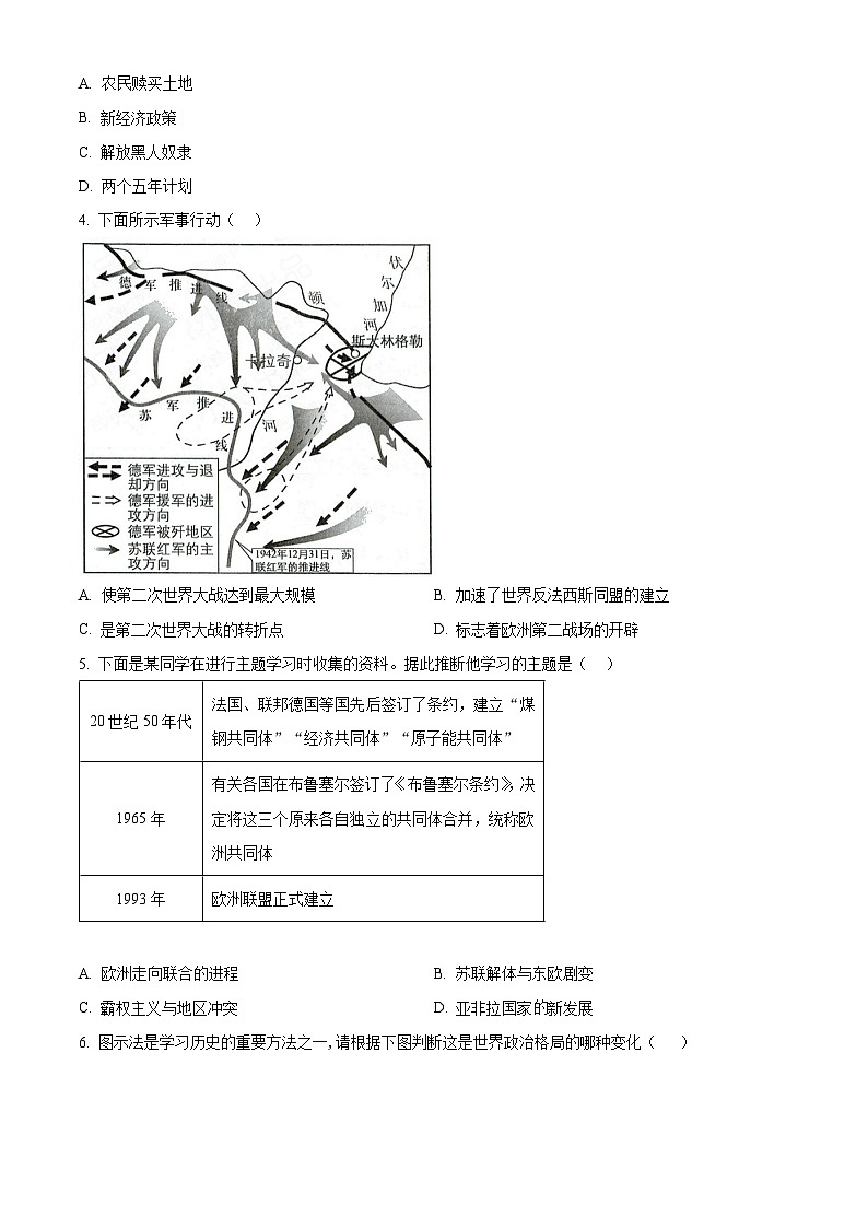 2025年陕西省西安市师范大学附属中学中考三模历史试题（原卷版+解析版）第2页