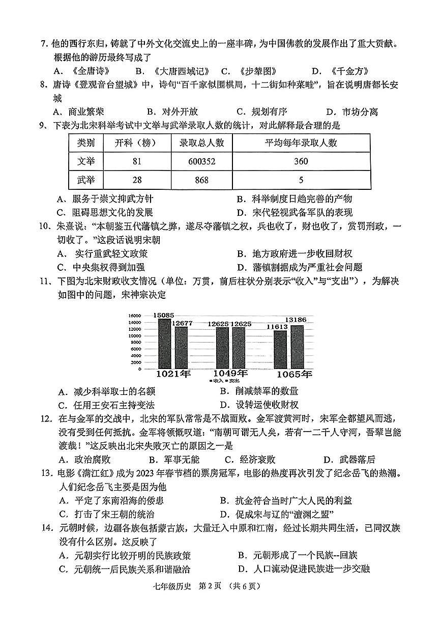 山西省晋中市平遥县2024-2025学年七年级下学期4月期中历史试题第2页