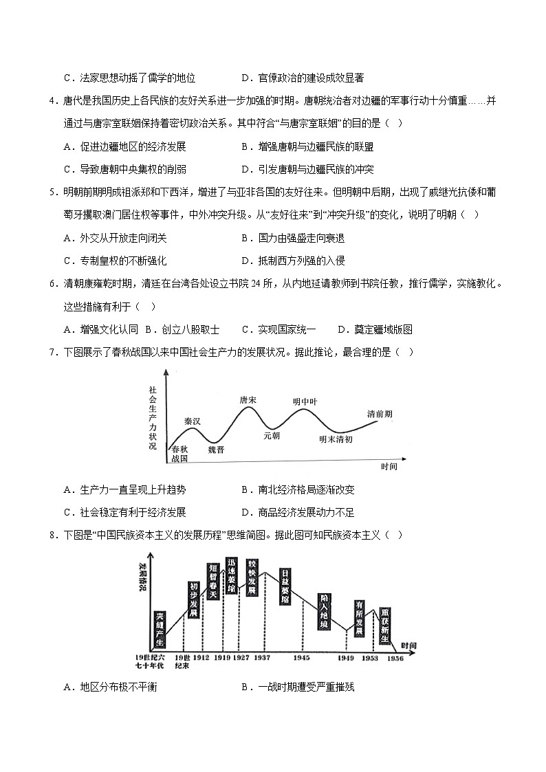2025年中考第二次模拟考试卷：历史（深圳卷）（考试版）第2页