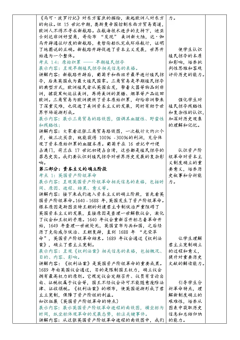 2025届中考历史二轮大专题复习12 资本主义制度发展史（教案）第3页