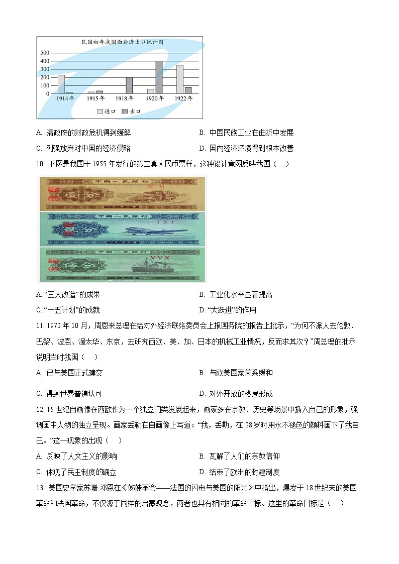 2025年安徽省C20教育联盟中考一模历史试题（原卷版+解析版）第3页