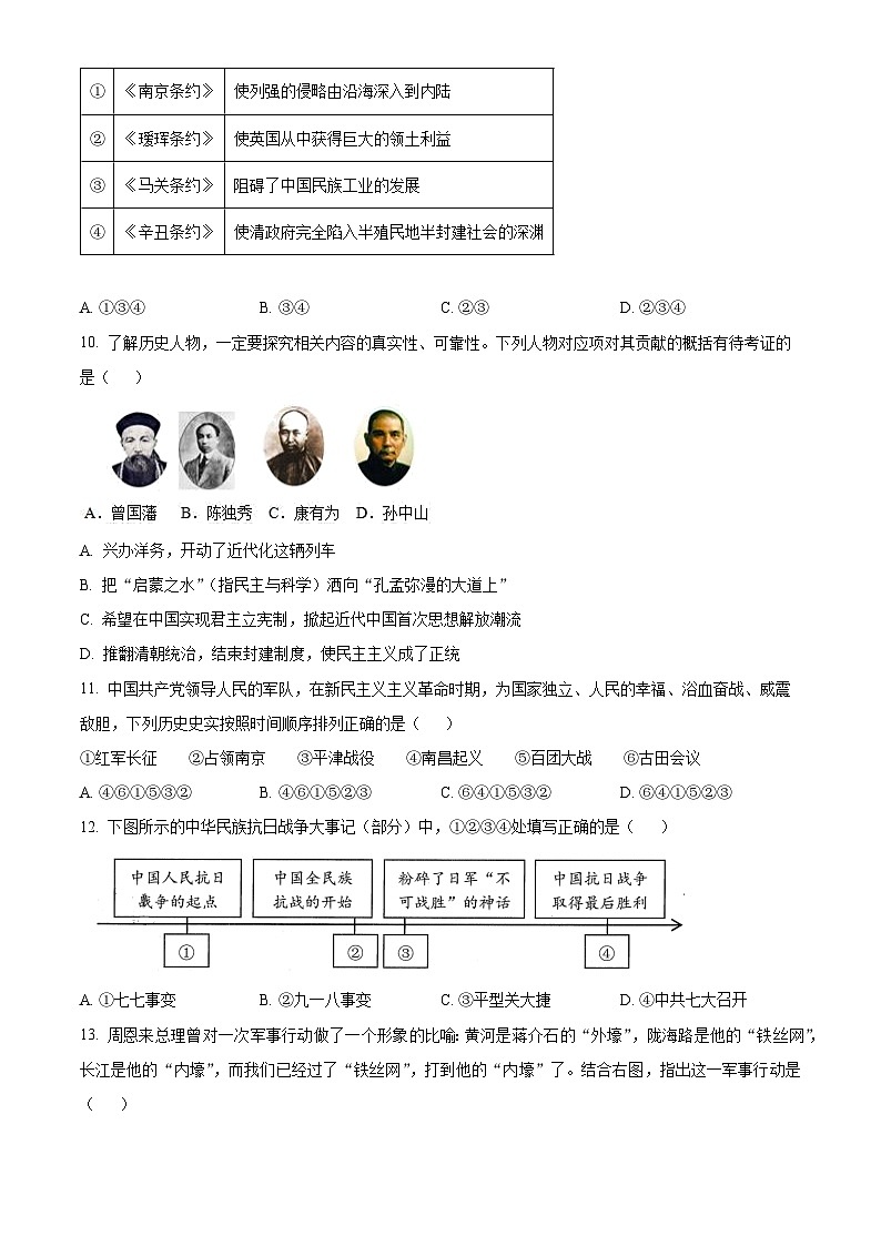 2025年山东省平原县中考一模历史试题（原卷版+解析版）第3页