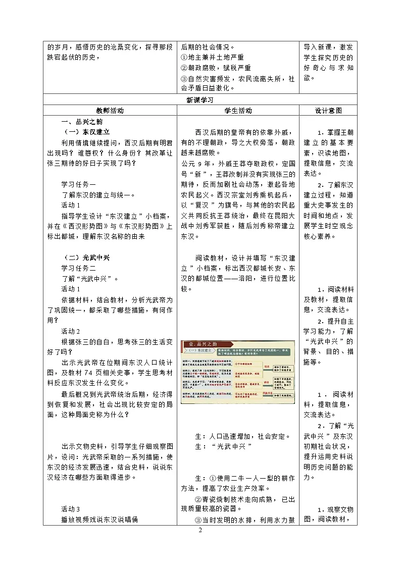 13 《东汉的兴衰》 教学设计 人教版历史七年级上册第2页