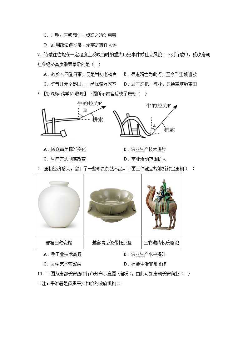 2024—2025学年度天津市七年级下学期中测试历史试题（含答案）第2页