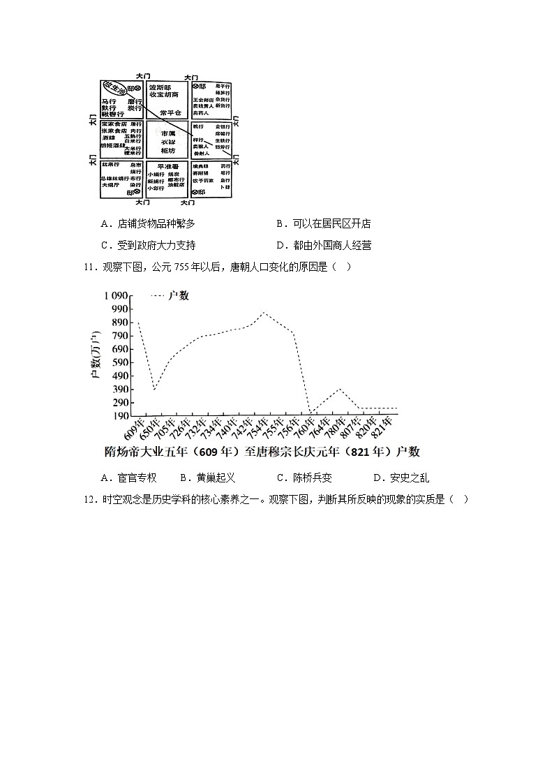 2024—2025学年度天津市七年级下学期中测试历史试题（含答案）第3页