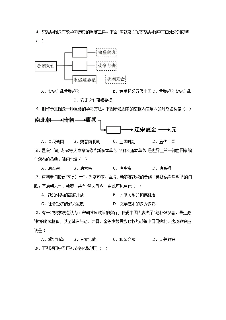 2024—2025学年度江苏省七年级下学期期中测试历史试题（含答案）第3页
