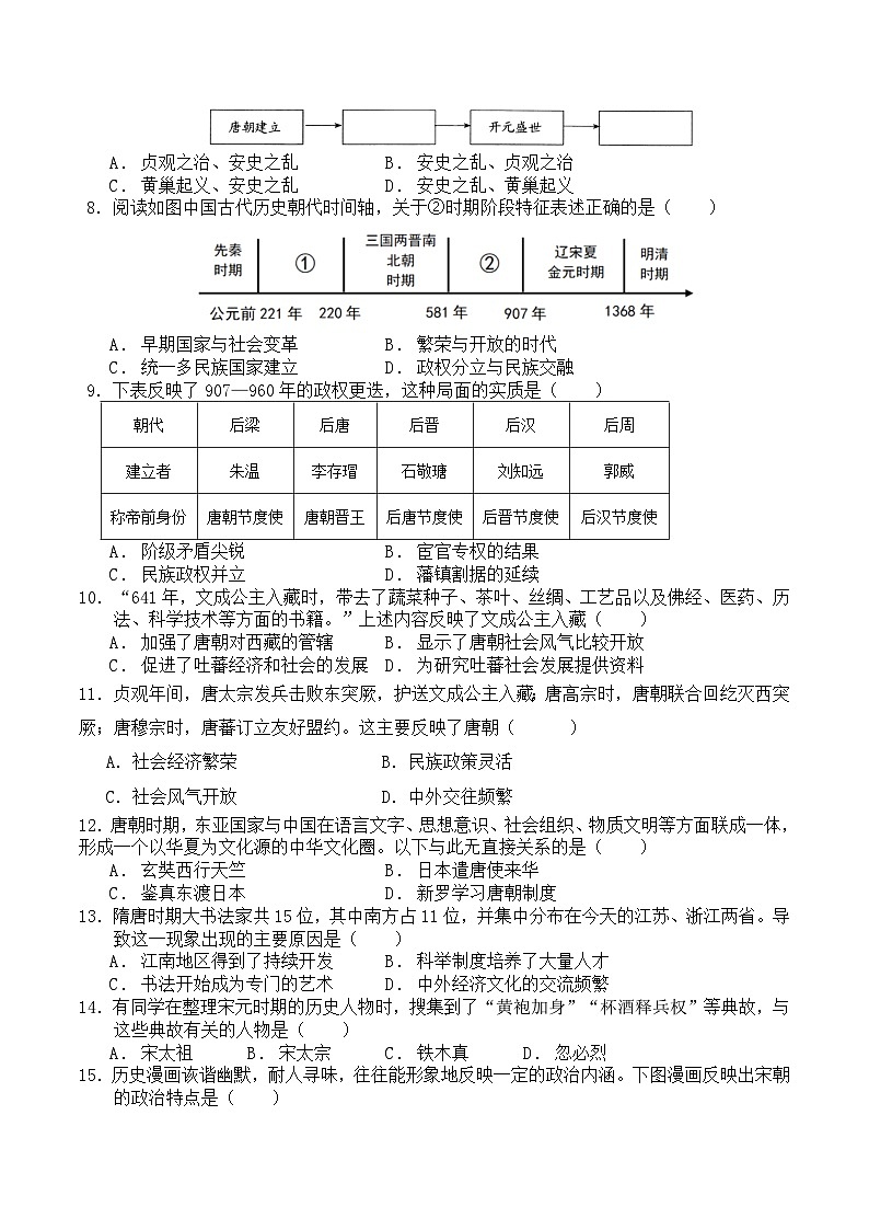2024—2025学年度福建省龙岩市上杭县三校七年级下学期期中考试历史试题（含答案）第2页