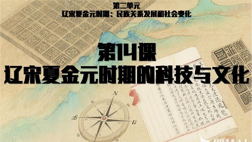 第14课+辽宋夏金元时期的科技与文化（课件）2025学年七年级历史下册统编版第1页