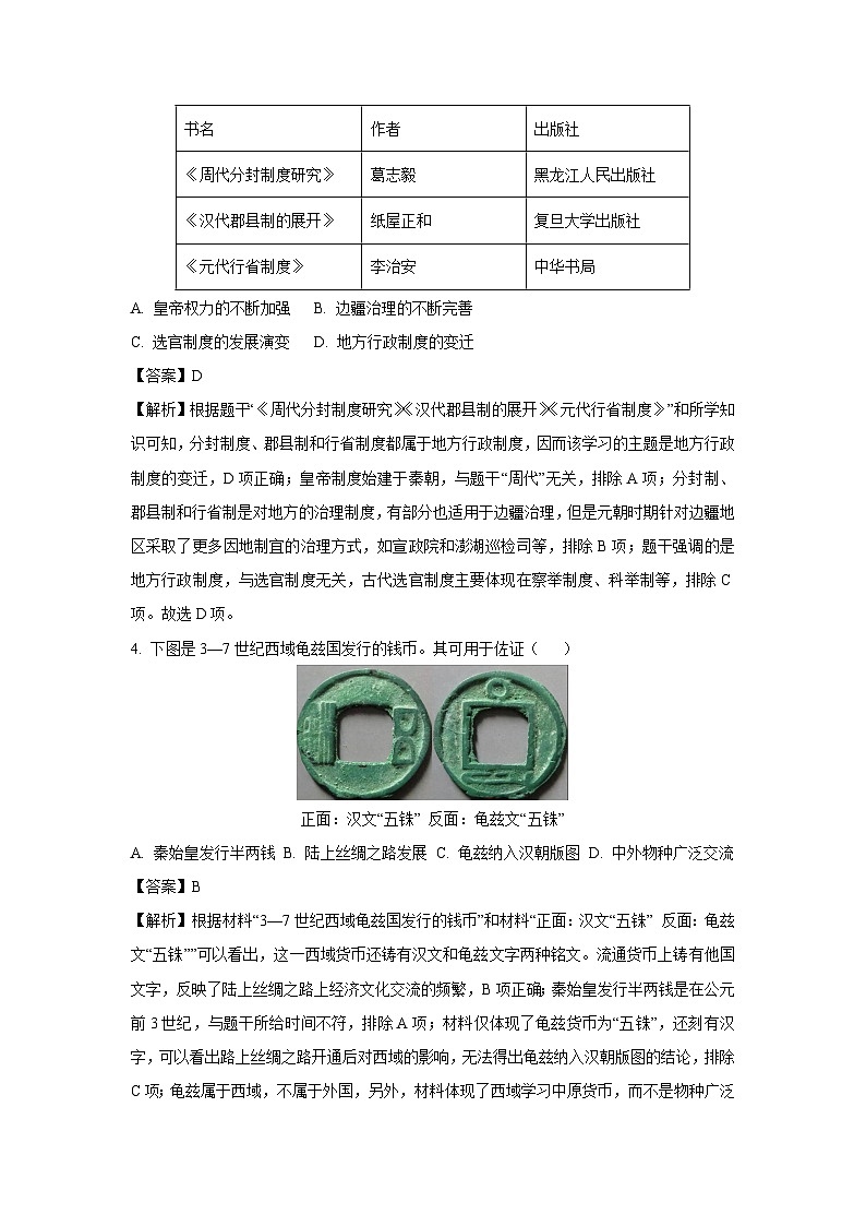 2025年江苏省扬州市江都区中考一模历史试题（解析版）第2页