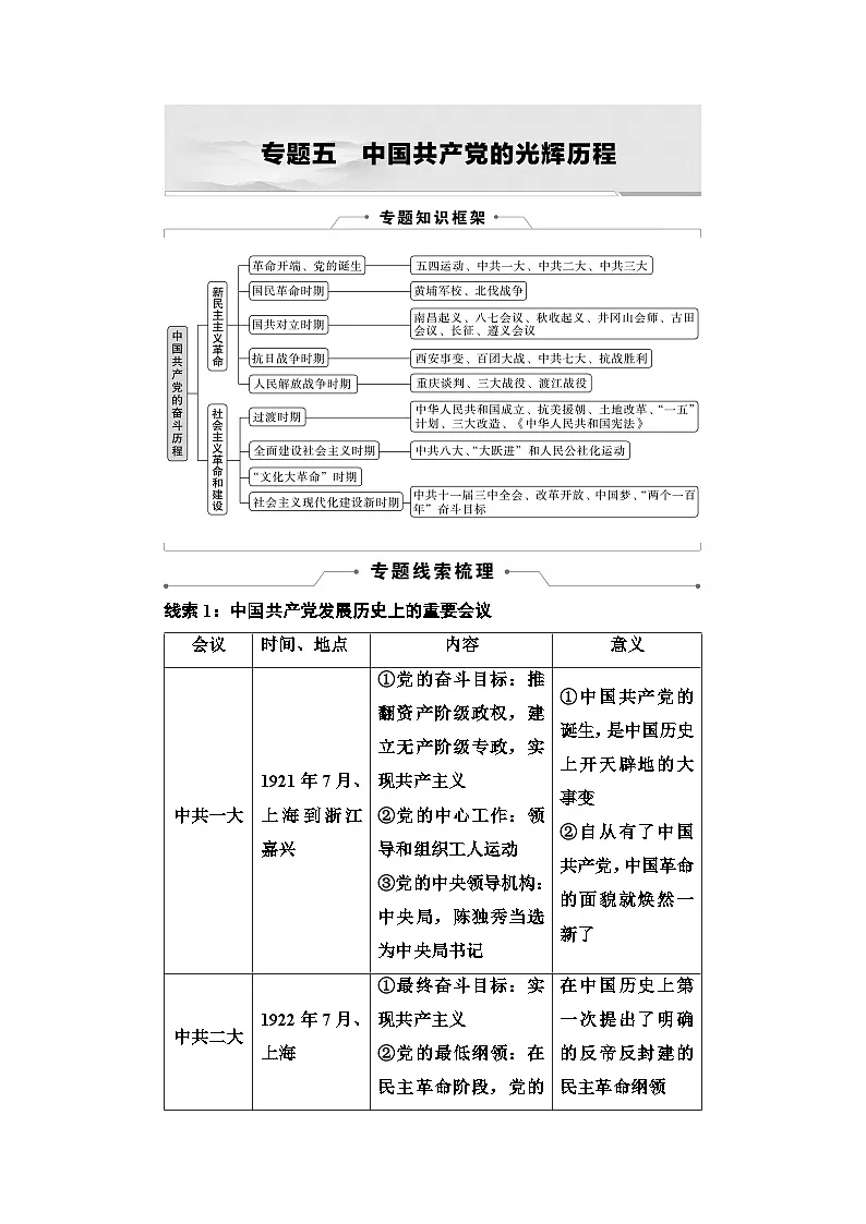 2025年中考历史总复习讲义 37 第二编 专题五 中国共产党的光辉历程第1页