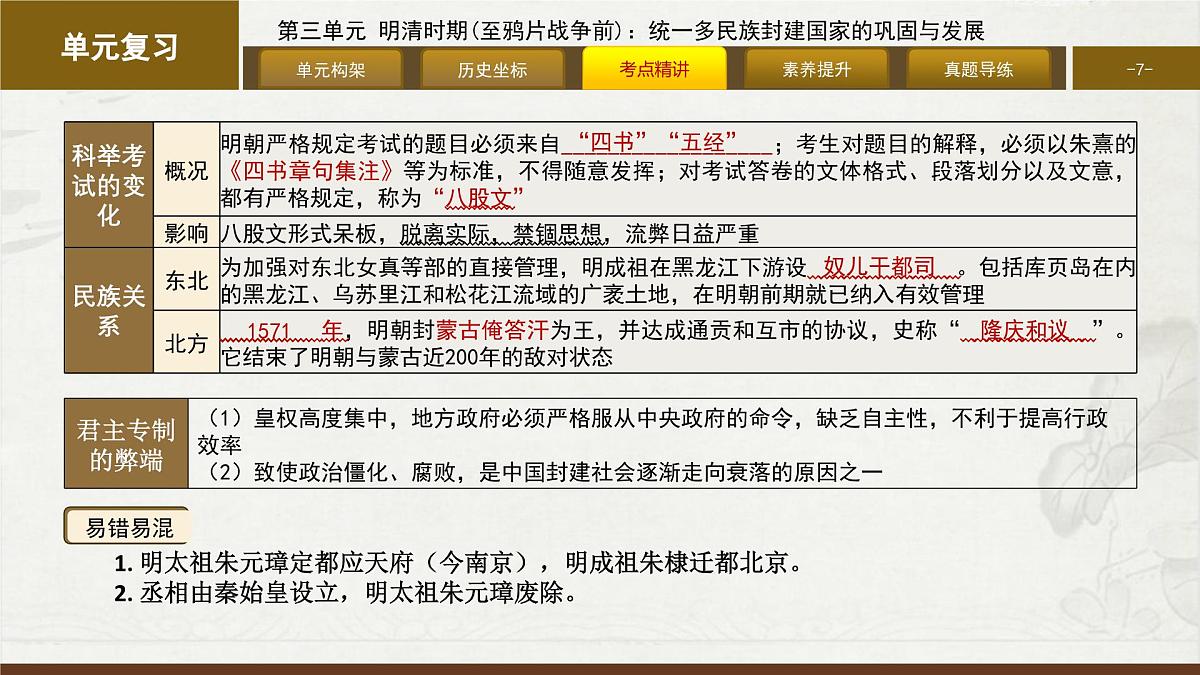 第三单元 明清时期（至鸦片战争前）：统一多民族封建国家的巩固与发展 大单元复习课件 2024—2025学年统编版七年级历史下册第7页