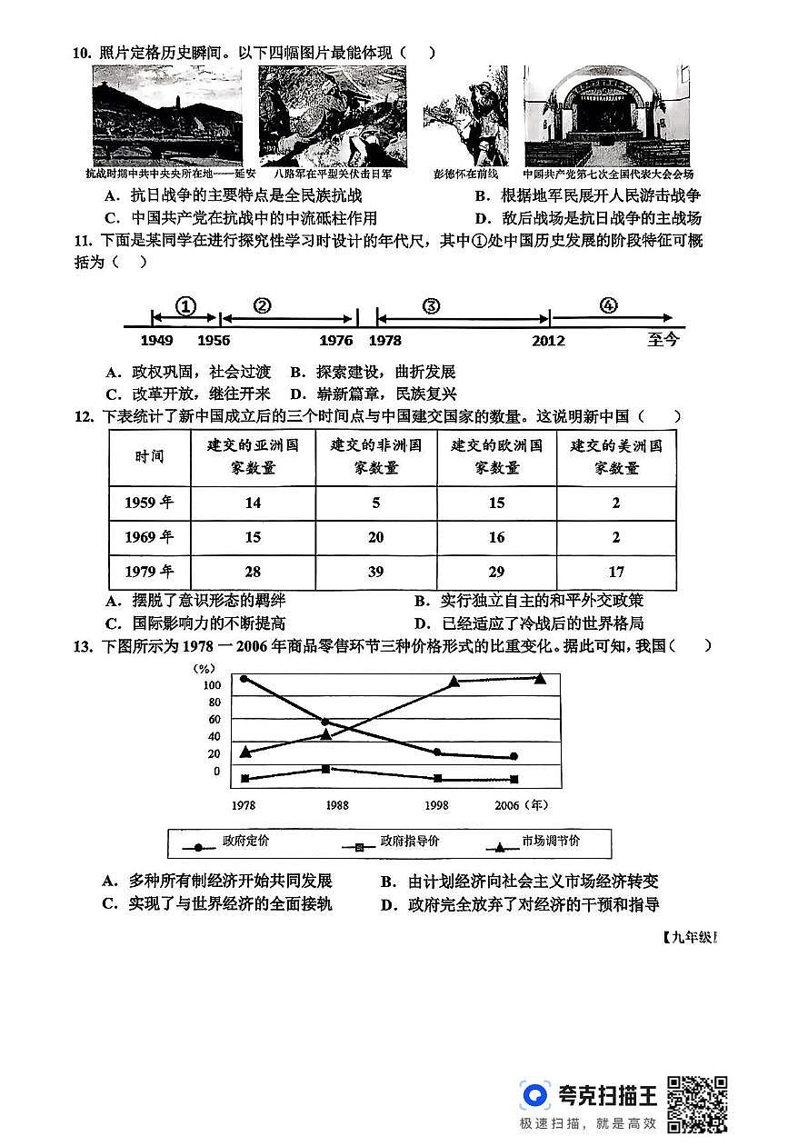 2025年山东省乐陵市中考一模历史试题（中考模拟）第3页