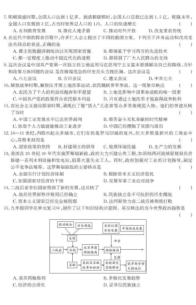 2025年山西中考模拟卷历史试卷第2页