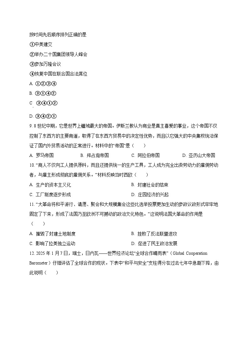 2025届陕西省西安市蓝田县中考历史检测试题（一模）含答案第3页
