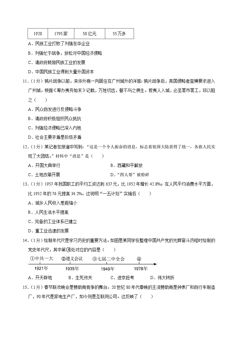 江苏省苏州市吴中区2024—2025学年度九年级下学期期中历史试卷（中国史_世界史）（含答案）第3页