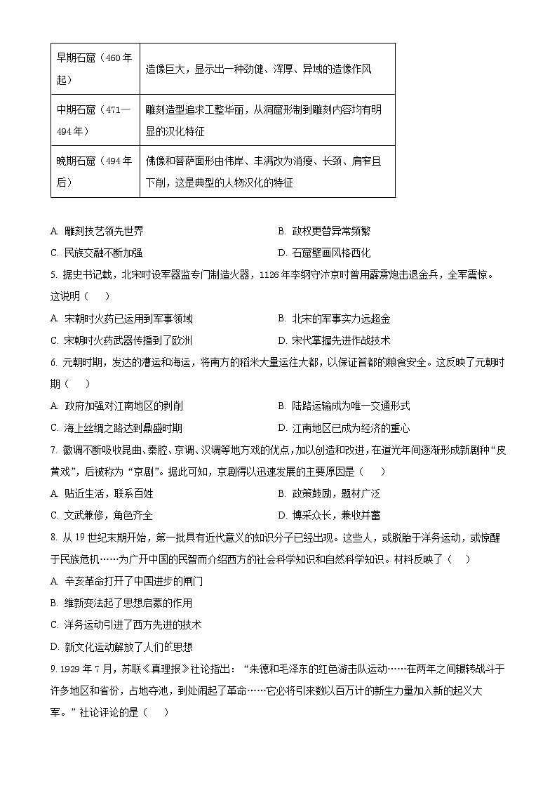 2025年河南省周口市西华县中考二模历史试题（中考模拟）第2页