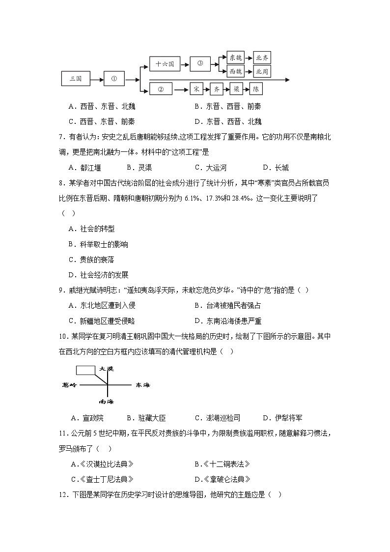 江苏省盐城市盐都区第一共同体2024—2025学年度九年级下学期3月月考历史试题（含答案）第2页
