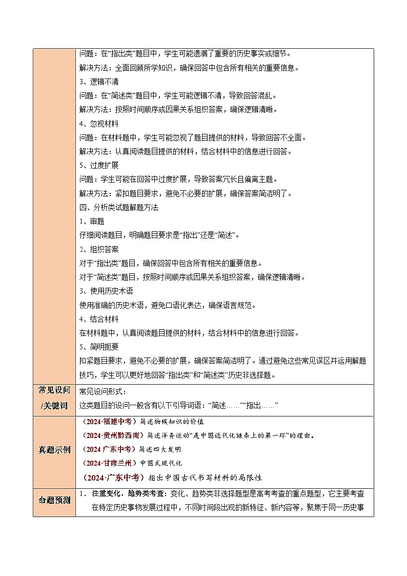 2025年中考历史答题技巧与模板构建专题10简述、指出类非选择题（教师版）第2页